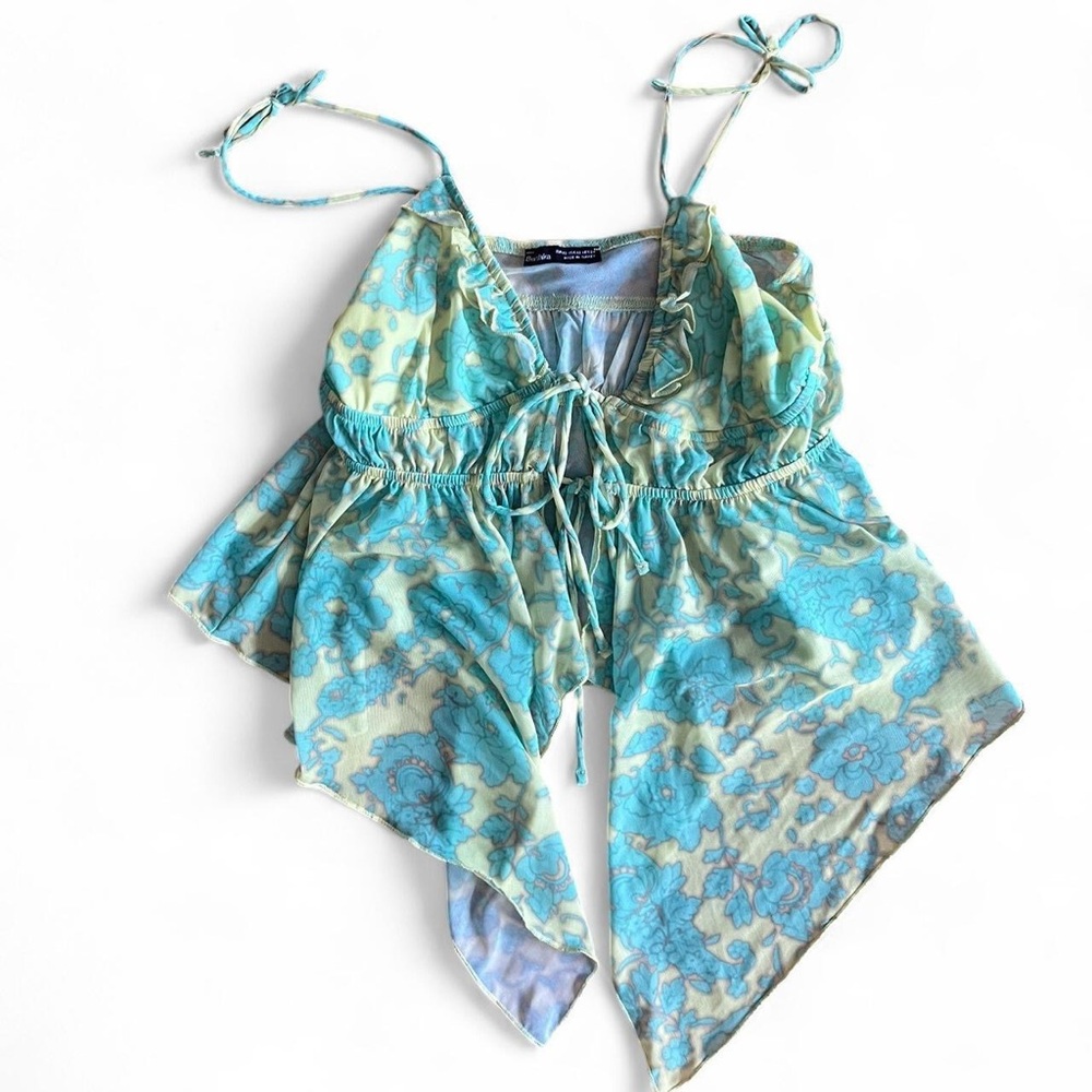 Bershka Turquoise and Lime Top